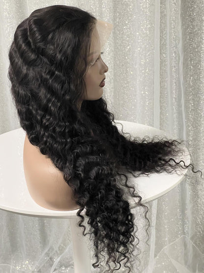 13x4 Deep Wave Transparent Front Lace Wig